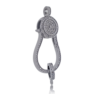1.14ct Pave Diamond 925 Silver Lock Broche Finding - Product Image 4