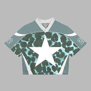 Maillot de football personnalisé en gros Crop Tops pour femmes Col en V T-shirt court américain Sublimation Mesh Jersey 2026 Crop Top - Product Image 5