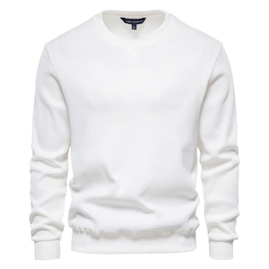 เสื้อสเวตเตอร์คอกลมแขนยาวของผู้ชายสีทึบสำหรับฤดูใบไม้ร่วง - Product Image 5