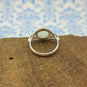 Bague bohème en argent 925 faite à la main avec incrustation de perles de diamant taillées ovales en opalite inspirée du cadre de bijoux de fête de mariage - Product Image 4