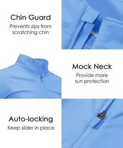 T-shirts à fermeture éclair 1/4 pour hommes, protection UV UPF 50 +, chemise pour la pêche et les sports de plein air, évacuation de l'humidité, séchage rapide - Product Image 2