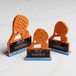 Custom Padel Racket Trophy Padel Racquet Award <b>Plaque</b> for Sports Event Recognition Recycled Plastic Eco Friendly Trophy - Product Image 4