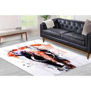 Tapis aquarelle éléphant : Art moderne, tapis antidérapant, tapis imprimé, tapis doux non tissé - Product Image 2
