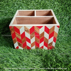 Porte-ustensiles élégant en résine et incrustation de bois nacre Organisateur fait main de qualité supérieure pour table à manger et rangement de cuisine - Product Image 3