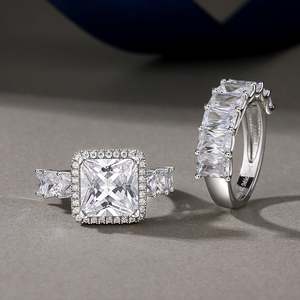 Jeulia Vintage Radiant Cut Moissanite <b>Wedding</b> <b>Ring</b> <b>Set</b> in Sterling Silver <b>for</b> <b>Women</b> - Product Image 6
