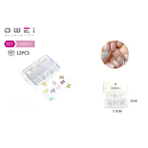 Autocollants pour ongles en boîte Autocollants colorés avec cœur et nœud - Product Image 1