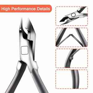 Wholesale Custom 4\" Stainless Steel Nail Cuticle Nippers Non-Slip Handle Manicure Pedicure <b>Tools</b> Logo Option HEXA CARE Fingers - Product Image 3