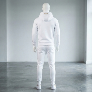 <b>Men's</b> White Hoodie Tracksuit Set Gold Embroidered <b>Pullover</b> Sweatshirt Jogger Pants Sportswear Training Gym Fitness Activewear XL - Product Image 4