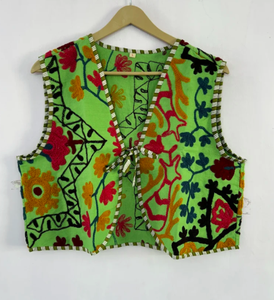 Último diseño estilo bohemio festivo Suzani chaleco para damas Suzani bordado chaleco señoras chaqueta - Product Image 1