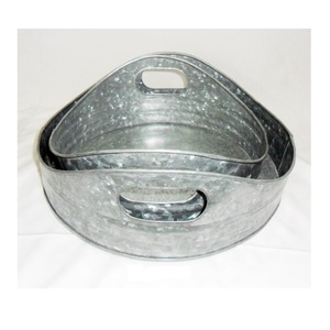 Côtés coniques Lot de 2 plateaux de service galvanisés finis OEM dans un plateau de style luxueux à vendre par le fabricant indien à bas prix - Product Image 4
