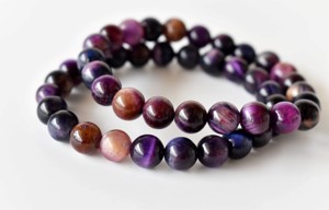 Latest Trending Tiger Cat’s Eye Violet 8mm Round <b>Beaded</b> <b>Bracelet</b> Hand Polished Natural Gemstone For Meditation Jewelry Fashion - Product Image 1