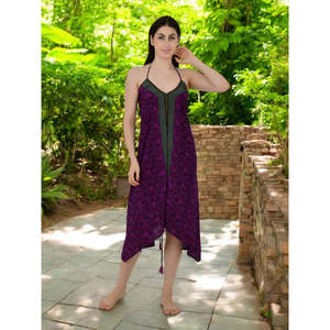 Purple Silk Boho Halter Backless Gypsy Beachwear #1631 Cover-up <b>Swimsuit</b> - Product Image 1