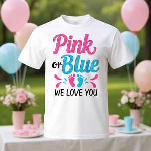 T-shirt promozionale rosa o blu per baby shower con scritta 'Ti Amiamo' - Product Image 1