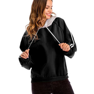 Venta al por mayor de las mujeres pulóver con capucha de manga larga Casual ropa deportiva Sudadera con capucha y diseño de rayas OEM logotipo personalizado - Product Image 2