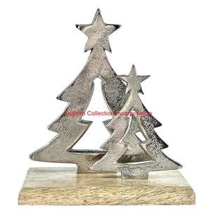 Vente en gros de sculpture d'arbre de Noël moderne faite à la main meilleure qualité base en bois d'aluminium sculpté en métal pour la décoration de table - Product Image 5