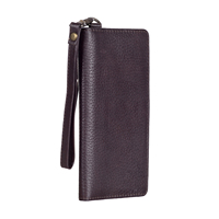Dompet Kartu panjang wanita genggam kulit sapi Italia dompet banyak kantong gelang kustom Logo paku keling pemasok antik tombol PU RFID