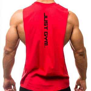 Camiseta sin mangas de algodón sin mangas con logotipo personalizado para hombre, ropa deportiva de entrenamiento atlético muscular con logotipo para entrenamiento en el gimnasio - Product Image 1