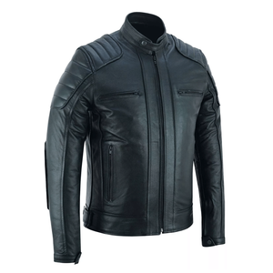 New Black Genuine Cowhide Leather Racing Motorbike Jacket CE-Certified Protections Adventuring Motorcycle Riding Jacket For Men - Product Image 1