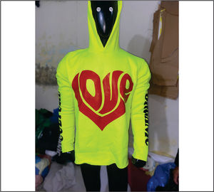 Sudadera con capucha de color verde lima de alta calidad con estampado personalizado Sudadera con capucha bordada Etiqueta privada Sudaderas con capucha de corte personalizado - Product Image 1