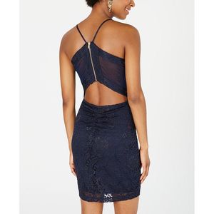 Abito da sera mini Emerald Sundae Junior blu con spalline sottili e scollo a V, taglia XS con vita naturale - Product Image 2