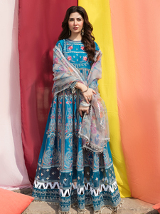 Algodón de césped puro impreso Salwar Kameez con trabajo Saroski y pantalones Palazzo bordado paquistaní elegante césped de alta calidad - Product Image 3