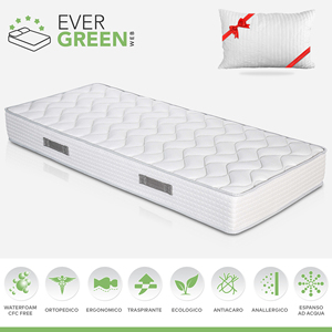 Materasso Singolo Evergreenweb 80x190cm 20cm Made in Italy, Ortopedico in Memory Foam, Ecologico, Ipoallergenico, Arrotolabile in Scatola - Product Image 1