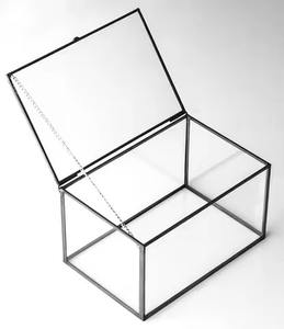 Caja de Vidrio Transparente Biselada con Acabado Dorado para Joyería, Maquillaje, Accesorios, Anillos, Recuerdos - Product Image 2