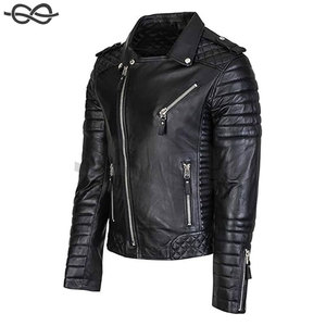 Veste de motard en cuir d'agneau véritable noir pour hommes vestes de moto vintage authentiques vêtements d'extérieur durables et élégants pour hommes - Product Image 1