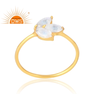 แหวน925เงินสเตอร์ลิง18K ชุบทอง18K ประดับหินอัญมณีสีรุ้งธรรมชาติเครื่องประดับแบบละเอียด - Product Image 1