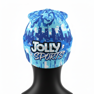 Gorro de Punto para Mujer, Transpirable, de Forro Polar de Poliéster, Color Azul, Diseño de Sublimación, Logotipo Personalizado, Ropa de Invierno, Gorro de Jacquard Cálido - Product Image 2