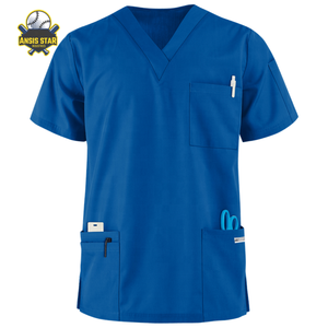 OEM Unisex cinco bolsillos con cuello en V logotipo personalizado diseño enfermería médico Scrubs moda médico odontología mascotas uniformes impresos OEM - Product Image 4