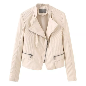 Chaqueta de cuero informal de estilo americano para mujer, nueva venta caliente de lujo para primavera y otoño - Product Image 1