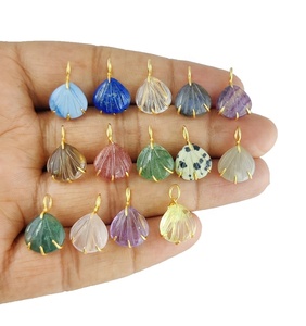 Pendentif Coquillage Fluorite 12mm Coquillage Sculpté Fluorite Or 18K Vermeil 925 Argent Sterling Sertissage Pendentif Charme Fluorite - Product Image 6