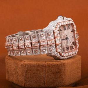 Différentes formes Moissanite clouté cadran carré montre glacée double couleur ton Hip Hop rappeur automatique poignet montre de luxe - Product Image 2