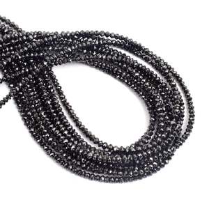 ลูกปัดเพชรดำทรงรอนเดลเหลี่ยมเพชรพลอยขนาด 2.2-3 มม. ชนิดธรรมชาติ - Product Image 4