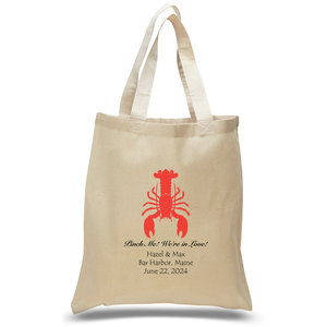 กระเป๋าถืองานแต่งงานลายกุ้งมังกร แบบเปิดปิด ความจุขนาดใหญ่ สีพื้น ตกแต่งด้วยลายปักดอกไม้และตัวอักษร ทำจากผ้าแคนวาส สำหรับฤดูร้อนและฤดูใบไม้ร่วง - Product Image 1