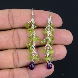 Spinner <b>Peridot</b> Gemstone Girls Simple <b>Earrings</b> 925 Solid Sterling Silver Fashion <b>Earrings</b> Women Girls <b>Earrings</b> Silver Jewelry - Product Image 3