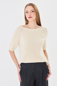 เสื้อสเวตเตอร์ถักนิตติ้งสำหรับผู้หญิง ผ้าฝ้ายออร์แกนิค 100% ทรงหลวม ระบายอากาศได้ดี นุ่ม อุ่น - Product Image 3