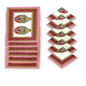 Belle collection de tapis de table à l'aspect Jaipuri avec des serviettes de table imprimées dans divers designs avec un design de bordure - Product Image 1