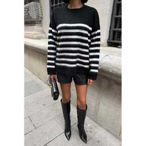 Pull en tricot décontracté à rayures contrastées 1371 - Product Image 6