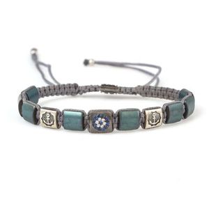 Bracelet en argent sterling 925 avec cordon gris et pierre d'hématite, accessoire de charme raffiné - Product Image 1