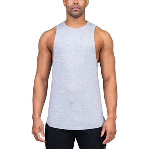 Camiseta sin Mangas Deportiva de Diseño al por Mayor, Corte Regular, Estampado Liso con Logotipo, Cuello Redondo, Dobladillo Curvo, Algodón y Elastano para Hombre - Product Image 1