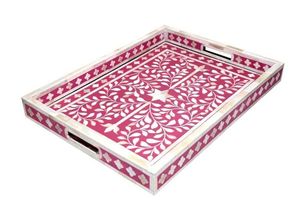 Diseño de bandeja de incrustaciones de hueso de clasificación superior Patrones de forma redonda El tamaño de los colores se puede personalizar Bandeja de servicio de incrustaciones de hueso Bandejas de hueso indio - Product Image 4