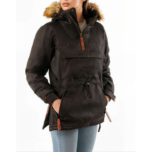 Manteau parka long pour femme à capuche avec doublure en polaire, veste d'hiver imperméable en tricot pour l'extérieur, fermeture éclair, impression de logo personnalisée - Product Image 1