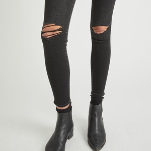 กางเกงยีนส์ขากระชับเอวต่ำสีดำมีกระเป๋าระบายอากาศได้ดี - Product Image 4