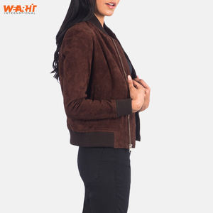 Blouson aviateur en daim pour femmes de qualité supérieure vêtements d'extérieur d'hiver décontractés avec style de rue intelligent à la mode chaud coupe ajustée en daim véritable sensation douce - Product Image 3
