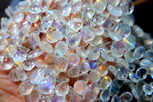 ลูกปัดหินมูนสโตนสีรุ้งจากมาดากัสการ์สีฟ้าธรรมชาติขนาด14x10มม. ถึง9x7มม. ลูกปัดหินขนาด8'inch - Product Image 3