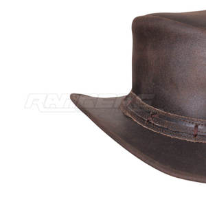 Sombreros de Vaquero de Cuero Marrón, Estilo Vintage, Sombreros de Cuero Genuino, Logotipo Personalizado, Sombreros Vaqueros Occidentales a la Moda - Product Image 2