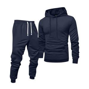 Nouveau sweat à capuche + pantalon de couleur unie pour hommes automne et hiver ensemble deux pièces ensemble de sport décontracté à la mode taille S-3XL survêtement pour hommes - Product Image 1