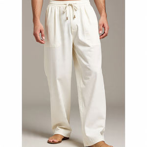 Verano Fitness Wear pantalón hombres alto cordón pantalón hombres 100% algodón Jogging Streetwear pantalones hombres - Product Image 2